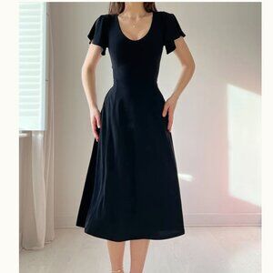 AYM Cinch Waist Dress Ava Reversible Midi Dress (Black)